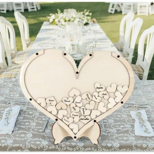 Wedding Guest Book With Stand Personalized Love Hearts Rustic Wedding Decoration Rustic Sweet Wedding Small Wood Hearts #p1