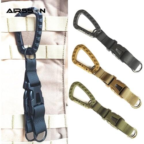 Tactical Keychain Strap Belt Clip Molle Webbing Hook Buckle Quick Release Outdoor Climbing Hanging Carabiner Backpack Acessories