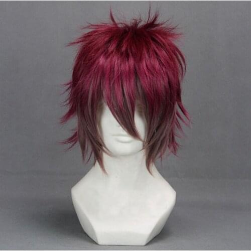 DIABOLIK LOVERS Sakamaki Ayato Dark Red Mixed Color Short Heat Resistant Synthetic Hair Cos Wigs + Wig Cap