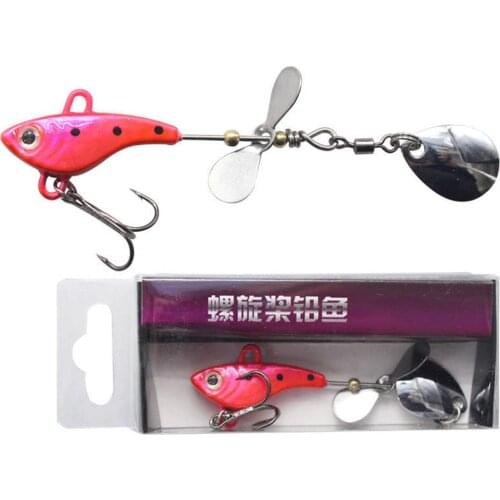 Rotating Fishing Bait Spinner Spoon Lead VIB Fishing Lure Set 9cm/ 12g Trout Treble Hook