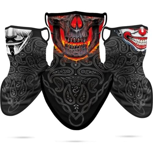 High Elastic Earloop Face Mask 3D Cycling Neck Bandana Paisley Triangle Mask Outdoor Windproof Fishing Headband Skull Clown Mask