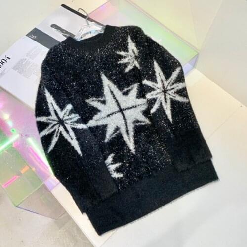 Ladies 2021 fashion new long-sleeved sexy casual jacquard sweater 0105