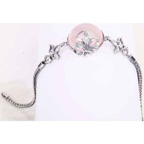 UM US JEWELRY Quartz Natural Stone Handmade 925 Sterling Silver Women Wristbands