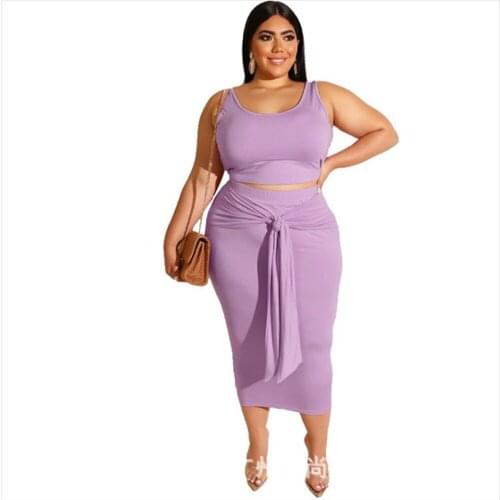 Echoine Large Size Women Solid Fashion Set Two-piece Suit New Arrival Sleeveless O-Neck Office Lady