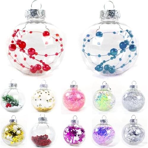 1PC 6/7/8cm Transparent DIY Christmas Tree Hanging Ball Plastic Clear Xmas Ball Pendant Ornament Gift Navidad Decor