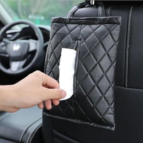 1 Pcs Car Tissue Box Towel Sets Rhombus Leather Box Holder Auto Interior Storage Decoration For Universal Car Accessories