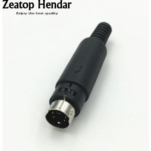 10Pcs Mini 4 Pin Din Male Plug With Plastic Handle Adapter Soldering Cables DIY Connector