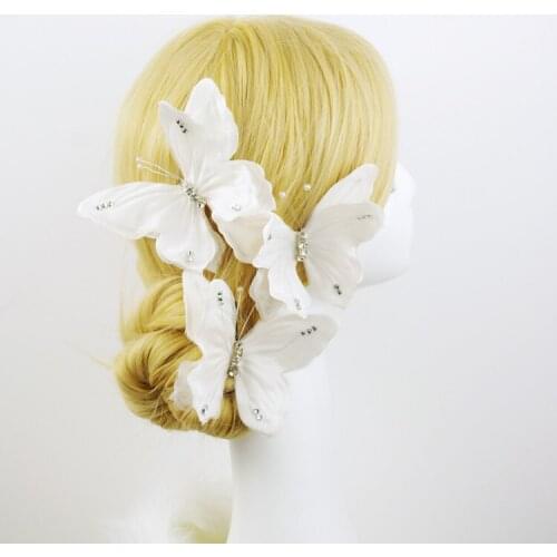 2pcs big white yarn butterfly hair clip handmade hairgrip women girls hair decoration