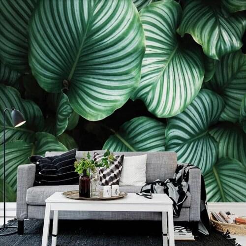 Milofi custom 3D wallpaper mural green leaf rural wind TV background wall modern living room background wall decoration painting