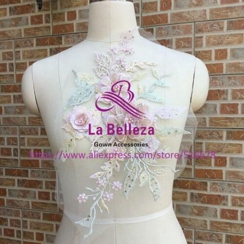 5pieces/lot new fashion 6color 3D flower ployester embroidery patches wedding dress/DIY dress accessories applique 40cm*23.5cm