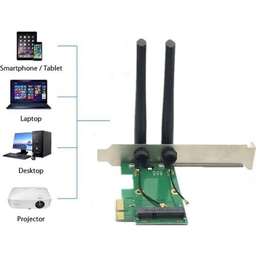 Wireless Wifi network card Mini PCIE to PCI-E 1X desktop adapter accessories antennas computer + parts 2 Z9T6