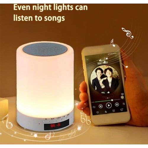 Wireless Cylinder Colorful Night Light Bluetooth Speaker Alarm Clock Home Decor lamp night light Touch Control Desk Lamp