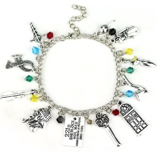 TV Series Movie Bracelet Holmes 221B baker street door Benedict charm Metal Alloy Bangle for fans gift