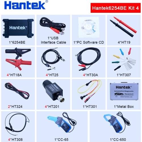 Hantek 6254BE Digital Storage Oscilloscope 4 Channels 250Mhz Bandwidth Automotive Oscilloscopes USB PC Osciloscopio Car-detector