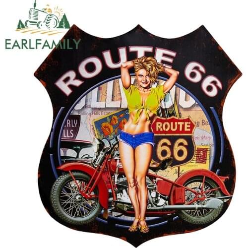 EARLFAMILY 13cm x 12.2cm for ROUTE 66 Car Sticker VAN JDM Decal Vinyl Waterproof Car Styling Windshield Surfboard Decoration