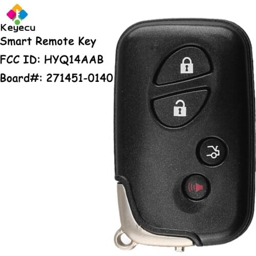 KEYECU Smart Remote Control Car Key - 314.3MHz 315.2MHz 433.92MHz 312.2MHz - FOB for Lexus FCC ID: HYQ14AAB Board ID 271451-0140