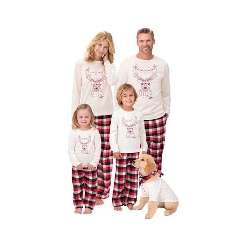 Hot-selling Parent-child Christmas Printed Parent-child Pajamas Set Family Matching Clothing Elk Long-sleeved Top + pPaid Pnts