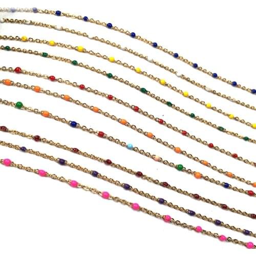 1 Meter Dripping Oil Handmade Copper Chain Mixed Color for Jewelry Making DIY Necklace Bracelet Accessories
