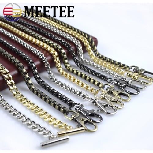 Meetee 120cm Handbag Metal Chains Bags Shoulder Strap Purse Handles with Buckles Bag Replacement Parts Accessories