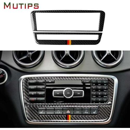 Mutips Carbon Fiber CD Air Conditioning Control Panel car Sticker cover For Mercedes W169 W245 W117 W156 A Class B Class CLA GLA