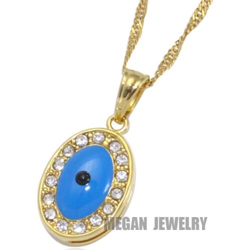 Muslim turkish evil eye crystal pendant & necklace for women & men, Islam gift & Jewelry