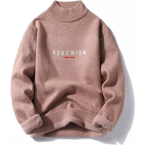 BALDAUREN Autumn Youth Mens Harajuku Sweater Pullover Plaid Wild Loose Turtleneck Sweater Long Sleeve Men