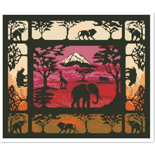 African grassland cross stitch kit 18ct 14ct 11ct white fabric cotton thread embroidery DIY handmade needlework