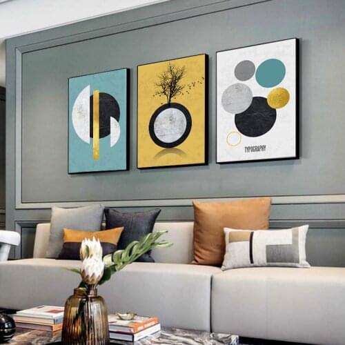 No Frame Canvas Wall Painting Abstract Freshing Warm Color Art Decoration For Living Room Office TV Cabinet Kitchen Home