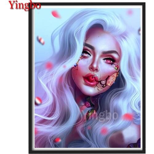 New Diamond Embroidery Cartoon pretty girl eating cherry Diamond Painting Full Square/round Rhinestones Picture Diamond Mosaic