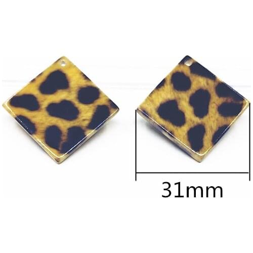 New arrival! 100pcs 31mm Acrylic imitation leopard print Rhombus-shape charm for earrings parts jewelry handmade making