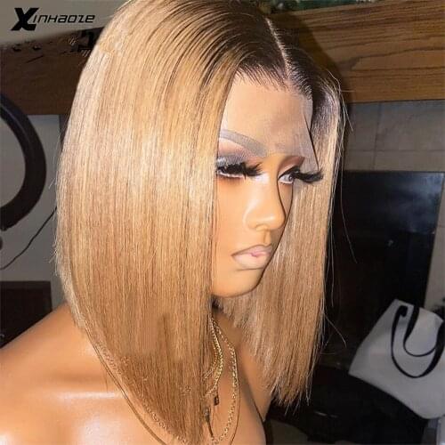 T1B27 Ombre Honey Blonde 13x4 Lace Front Human Hair Wigs For Women Human Hair Wig Brazilian Remy Short Bob 4x4 Lace Closure Wigs