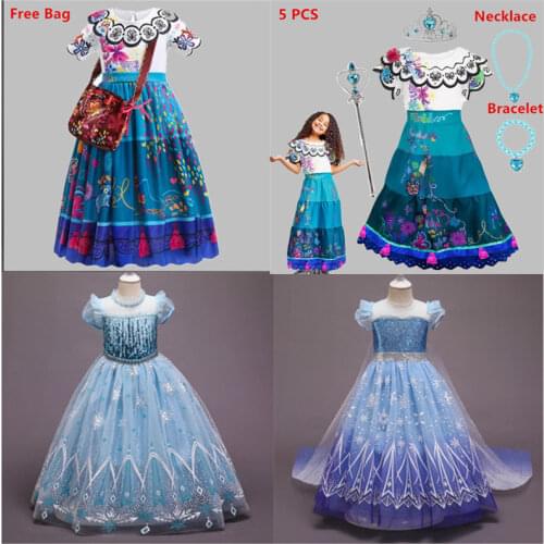 Princess Dress for Girls Halloween Cosplay Costume Sequins Childrens Dresses Fancy Elsa Kids Costume Birthday Party Vestidos