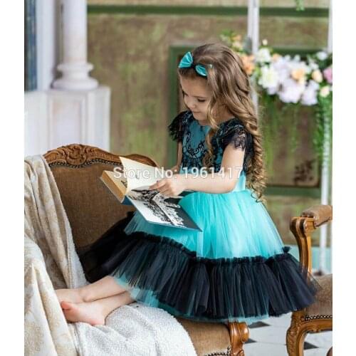 Flower Girl Dresses For Weddings Black Lace First Communion Dresses For Girls Birthday Party Sweet Design Custom Made