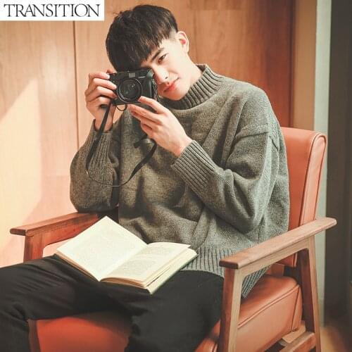 Song Weilong Wannian hot style Korean half high collar loose shoulder bat sleeve men and women couples solid color casual pullov