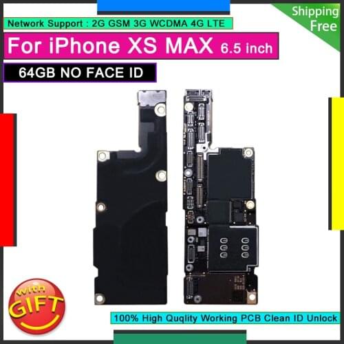 Unlocked Mainboard Original Motherboard For IPhone XS MAX 64GB NO Face ID XSM Factory Free iCloud Logic Board Good Working Plate