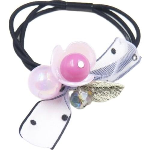 1PCS Lovely Pink balls Elastic Hair Bands For Girls Bohemian Headband Scrunchy Korean Fashion Kids Hair Accessories For Women