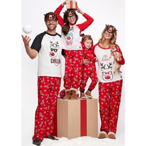 Xmas 2 Piece Set Family Matching Outfits New Year Mommy and Me Clothes Christmas Pajamas Daddy Mom and Daughter Son Sleepwear