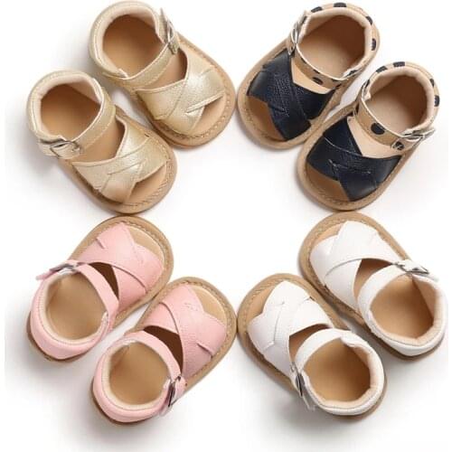 Summer Sandals Baby Boys Shoes Rubber Sole Leather Slippers for Toddler Girls Canvas Hard Bottom First Walker