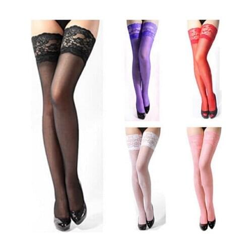 Sexy Lace Thigh High Knee Socks Long Socks Women Transparent High Elastic Stockings Kawaii Socks Belt Suspender Stockings