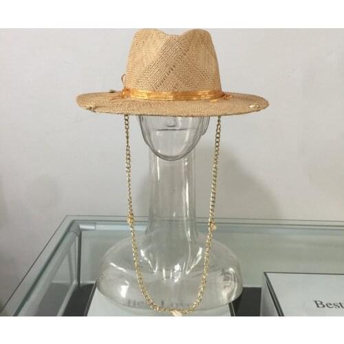 2021 new arrival summer womens straw hat raffia sun hat with chains shells pearls panama hat free shipping sun protection