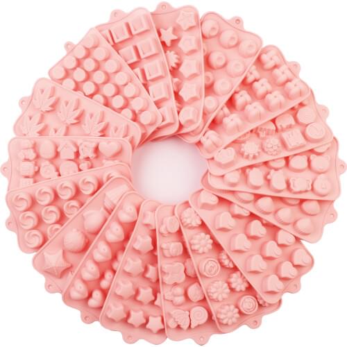 Silicone Chocolate Mold Non-stick cartoon 3D shape Ice Molds Cake Mould Bakeware Baking Tools Kitchen Gadgets candy molds PINK