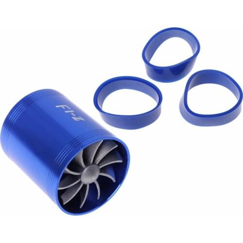 Blue F1-Z Double Supercharger Fuel Gas Saver Fan Universal Turbine Turb Air Intake