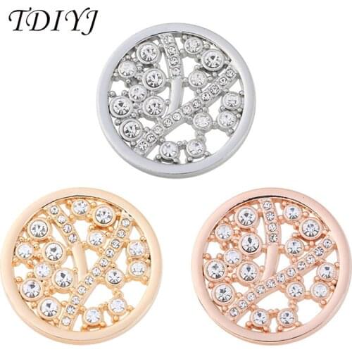 TDIYJ Hot Sale Alloy Rhinestone Coin 33mm Fit for Frame Pendant My Coin Jewelry Necklace Accessories 6pcs/lot