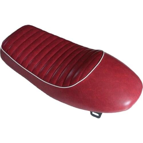 Motorcycle Motorbike Vintage Hump Cafe Racer Red Seat With White Piping