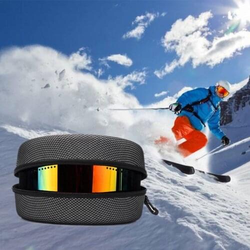 77JE Protection EVA Ski Goggle Case Sunglasses Carrying Zipper Buckle Hard Box Holder