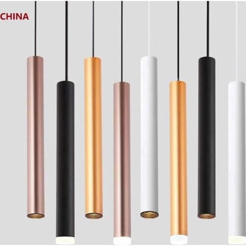 Dimmable LED Pendant Lamp Long Tube lamp Kitchen Island Dining Room Shop Bar Decoration Cylinder Pipe Pendant Light Kitchen Lamp