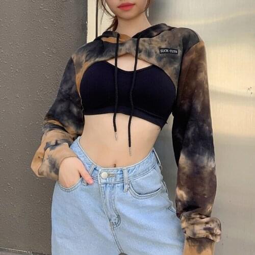 SEASONS Camouflage Printed Hoodies Women Autumn Loose Long Sleeve Short Hooded Sweatshirt Fashion Cool Pullovers Tops ASHO81694