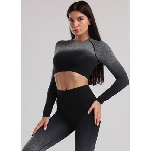 Women Sport Suits Yoga Set Gym Fitness Clothing Workout Outfit High Waist Squat Proof Sport Leggings Seamless Workout Suits