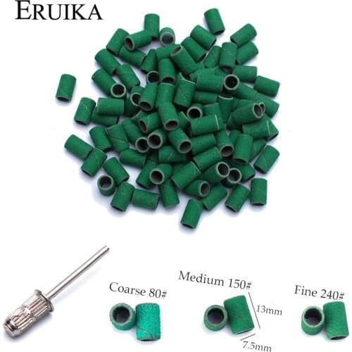 100pcs Sanding Cap Nail Drill Bits Milling Cutters Nail Art Sanding Bands Machine Manicure Cleaning Cuticle Polishing Equipment