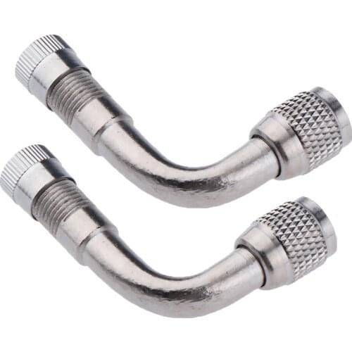 2 piece Wheel Tyre Valve Stem Extension Adapter Universal Silver 90°For Car Bike